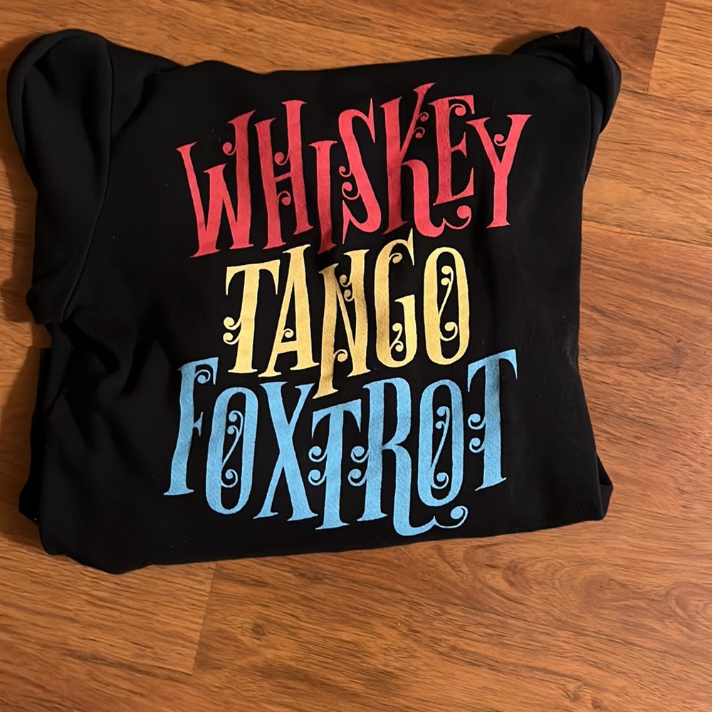Threadless zip up hoodie black size small whiskey tango foxtrot